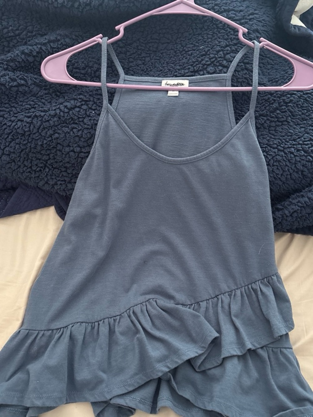 Lovers + Friends Blue Ruffle-Hem Camisole